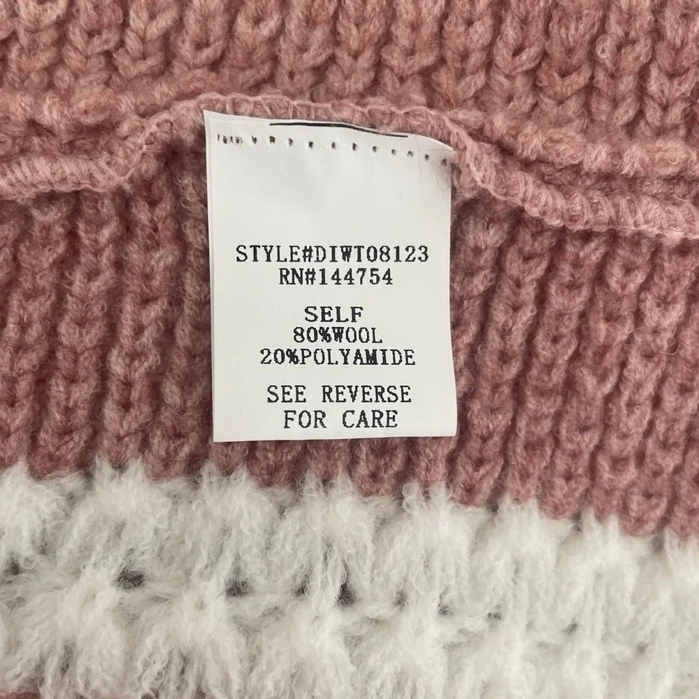 Davi & Dani Women Cozy Tunic Sweater Large Rose Striped Chunky Knit Boutique‎
